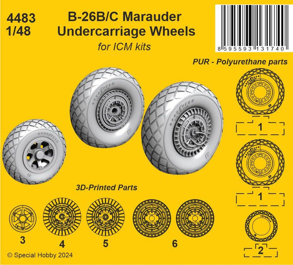 4483 Martin B-26B Marauder undercarriage wheels (ICM) 1/48 by CMK