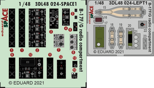 3DL48024 B-17F/B-17G radio compartment SPACE 1/48 by EDUARD