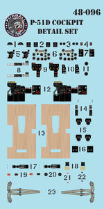 48-096 P-51D Cockpit Detail Set 1/48 by FURBALL AERO-DESIGN