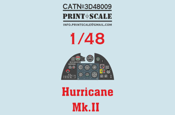 3D48009 Hawker Hurricane Mk.II Instrument Panel 3D 1/48 by PRINT SCALE