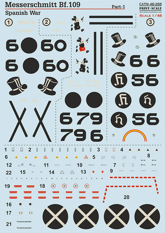 48-266 Messerschmitt Bf 109B/C Spanish Civil War 1/48 by PRINT SCALE