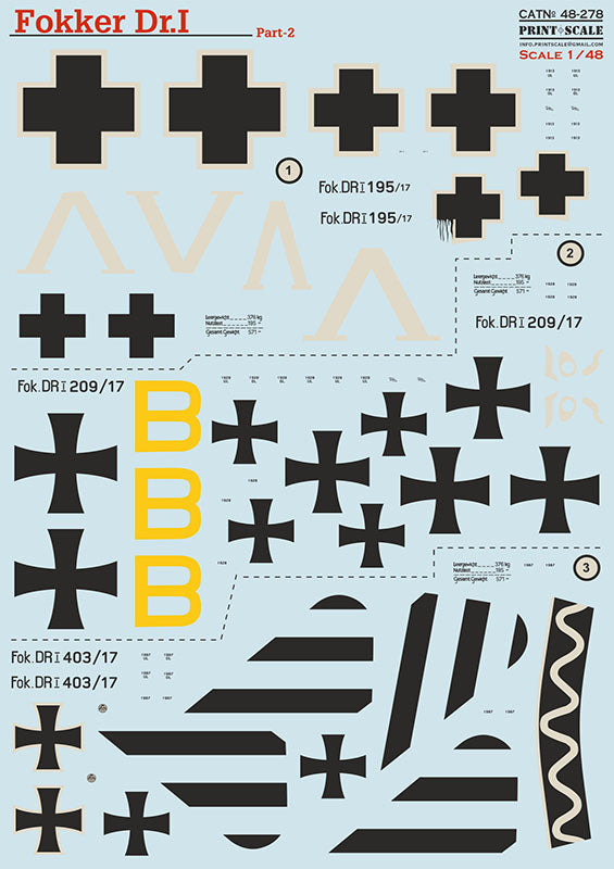 48-278 Fokker Dr.1 Part 2 1/48 by PRINT SCALE