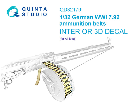 QD32179 German WWI 7.92 Ammunition belts 3D decal 1/32 by QUINTA STUDIO