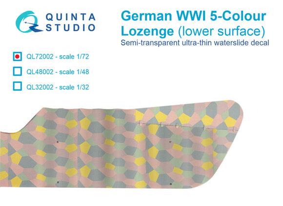 QL72002 German WWI 5-color Lozenge (lower surface) 1/72 by Quinta Studiio