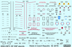 D48026 Messerschmitt Bf 109F stencils 1/48 by EDUARD