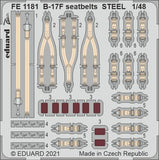 FE1181 B-17F seatbelts STEEL (HKM) 1/48 by EDUARD