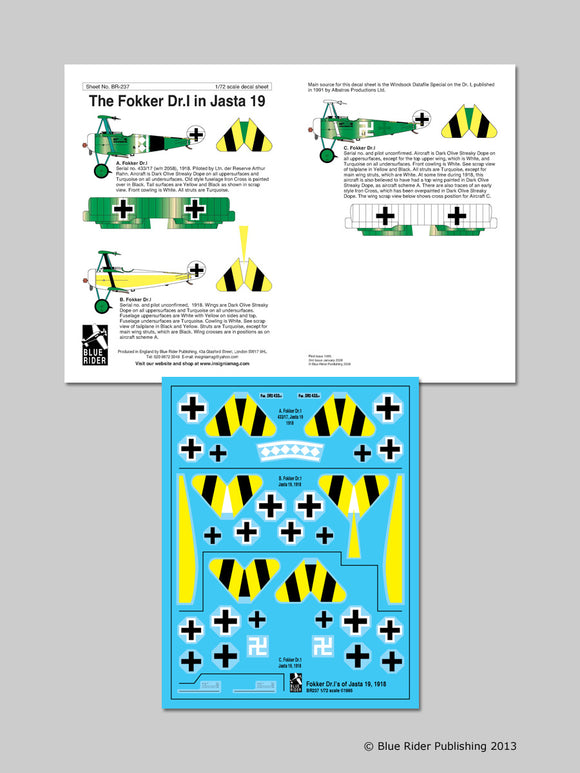BR-237 The Fokker Dr.I in Jasta 19 1/72 by BLUE RIDER