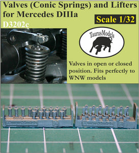 D3202c Valves With Lifters (Conic Springs) For Mecedes D.IIIa 1/32 by TAURUS