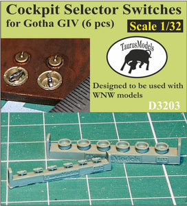 D3203 Cockpit Selector Switches for WNW’s Gotha GIV (6 pieces) 1/32 by TAURUS