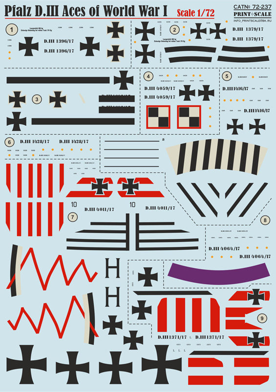 72-237 Pfalz D.III Aces of World War I 1/72 by PRINT SCALE