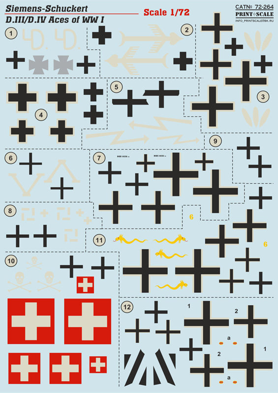 72-264 Siemens-Schuckert D.III/D.IV Aces of WWI 1/72 by PRINT SCALE