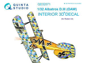 QD32071 Albatros D.III (OAW) interior 3D Decal 1/32 by QUINTA STUDIO